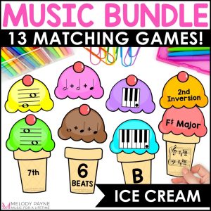 Summer Music Games Bundle - Ice Cream Note Reading, Rhythm, Symbols, & More!