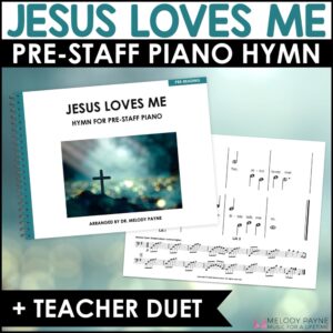 Jesus Loves Me Pre-Staff Piano Sheet Music Hymn for Pre-Reading Beginners