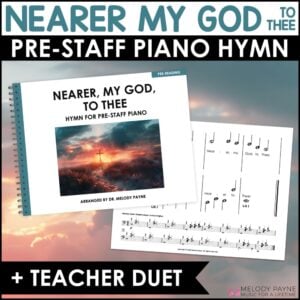 Nearer My God to Thee Pre-Staff Piano Sheet Music Hymn Beginning Pre-Reading