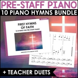 Pre-Staff Piano Sheet Music Hymns Bundle - Beginning Pre-Reading + Teacher Duets