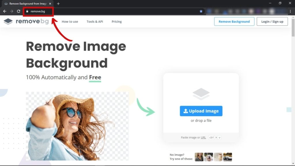 Ahabanza ha remove.bg, website ikura igice cy'inyuma ku ifoto