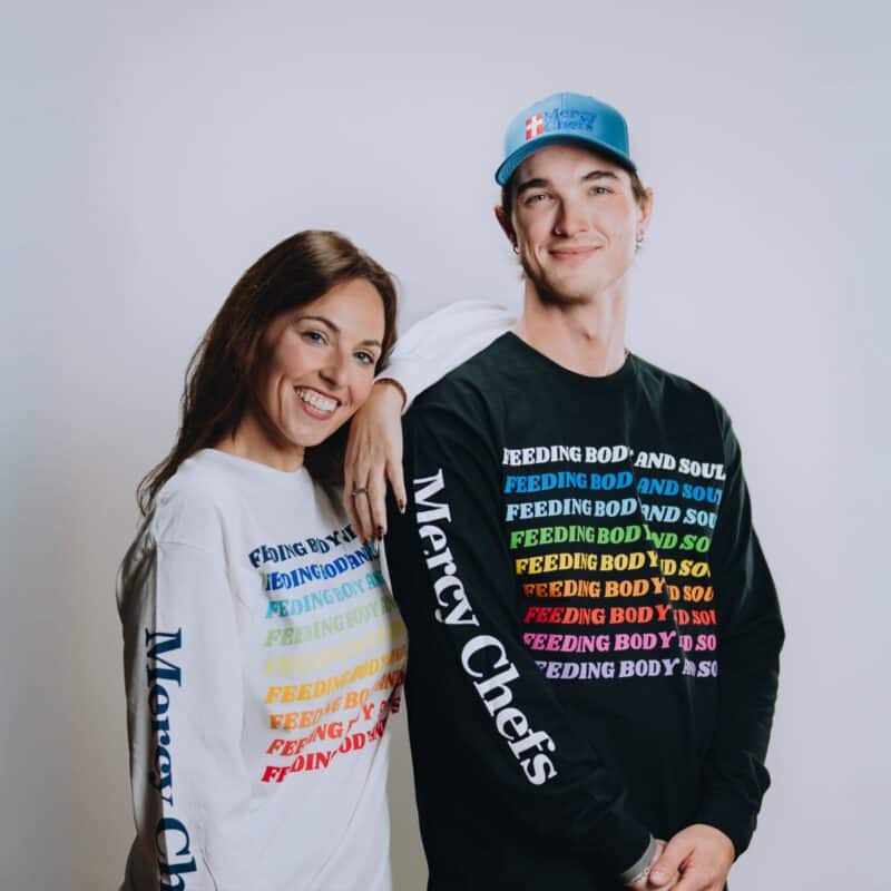 Mercy Chefs staff wearing Feeding Body and Soul long sleeves