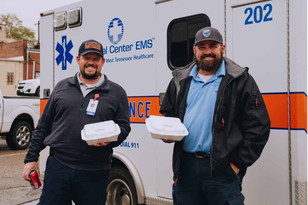 First responders receiving Mercy Chefs meals in Tennessee in the wake of tornadoes