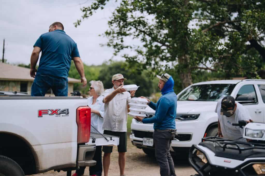 Flood victims receiving Mercy Chefs meals in Kerr County, TX