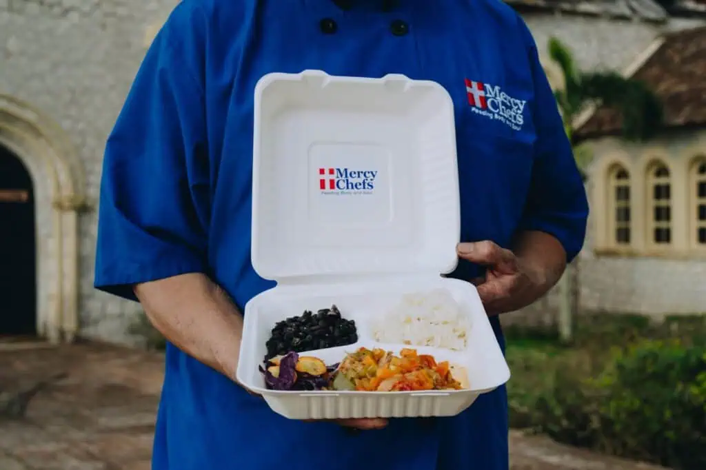An image a Mercy Chefs hot meal served in Jamaica