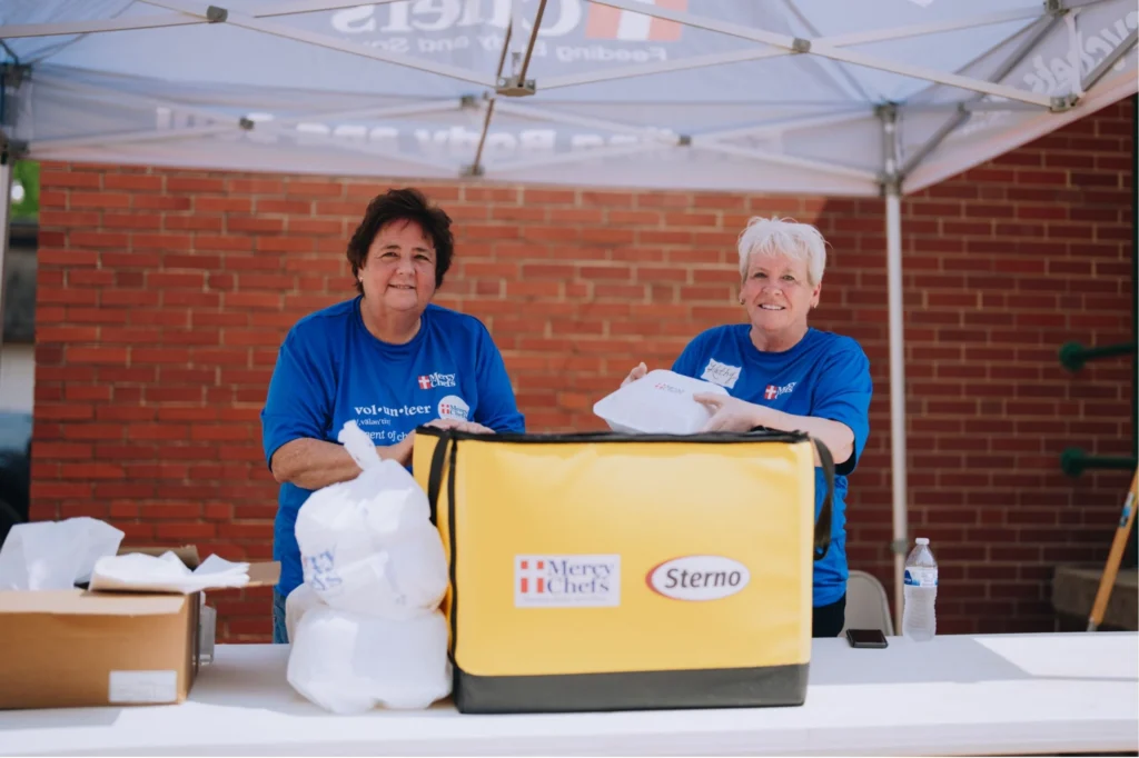 Mercy Chefs volunteers set up meal distribution in West Virginia