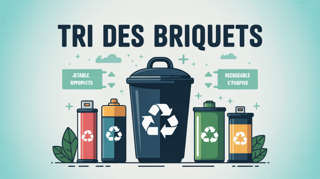 illustration tri poubelle ou jeter les briquets