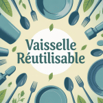 illustration vaisselle réutilisable durable écologique