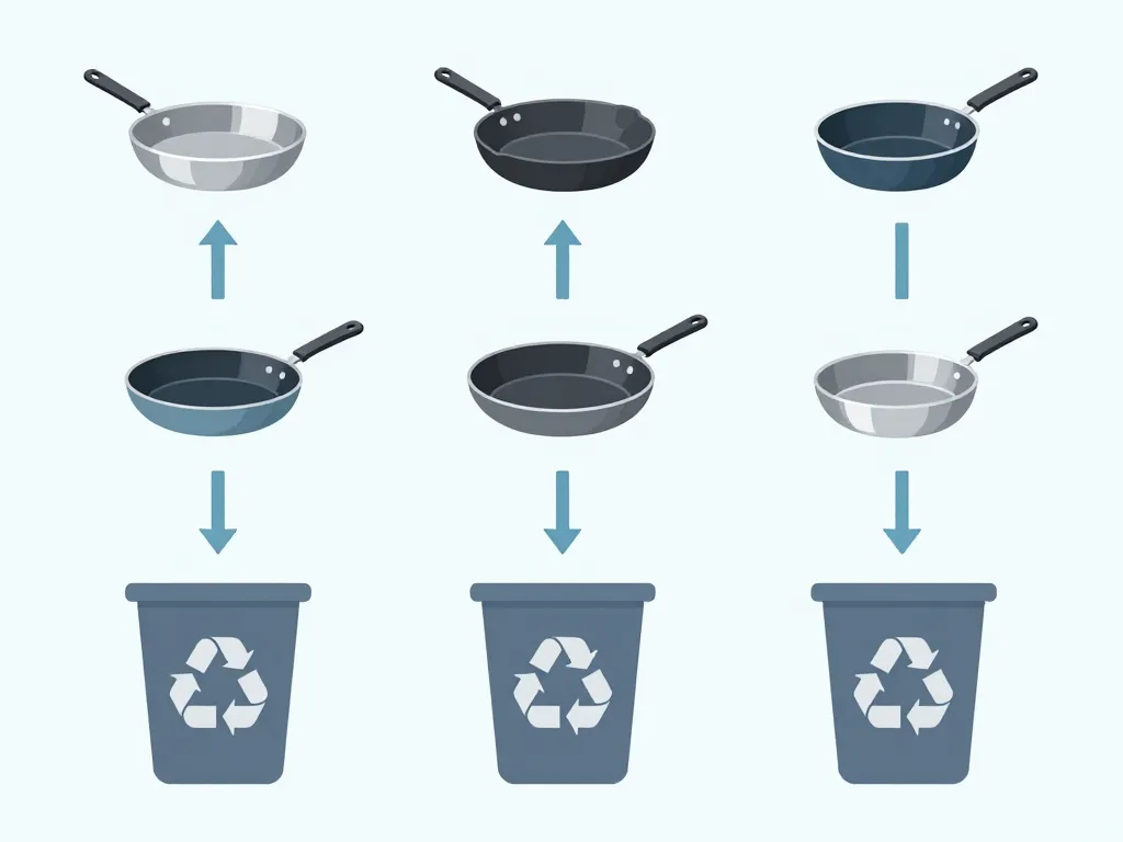 où jeter une poêle selon le matériau, schéma de tri