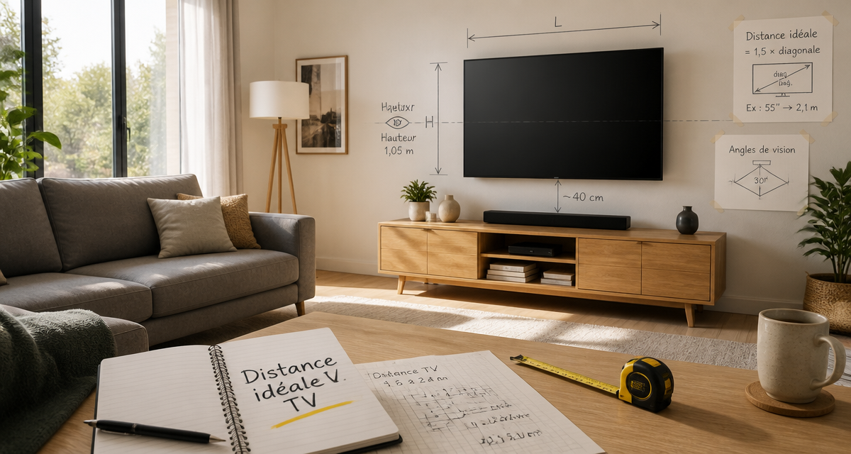 quelle distance entre tv et canapé dans un salon contemporain