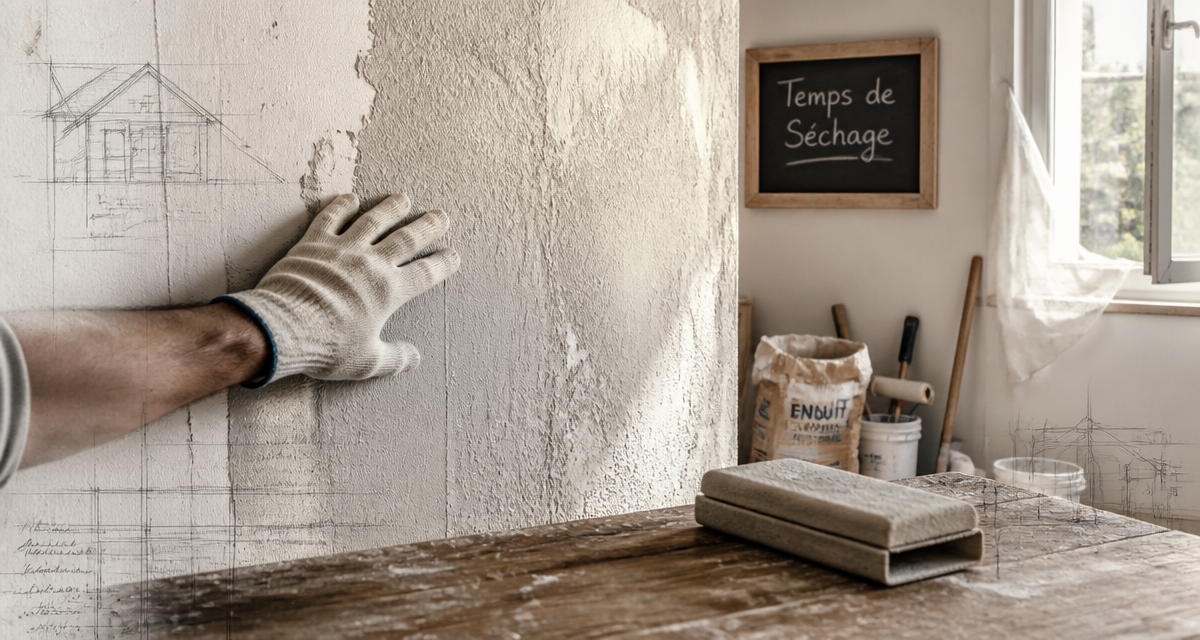 temps séchage enduit lissage avant ponçage mur en séchage