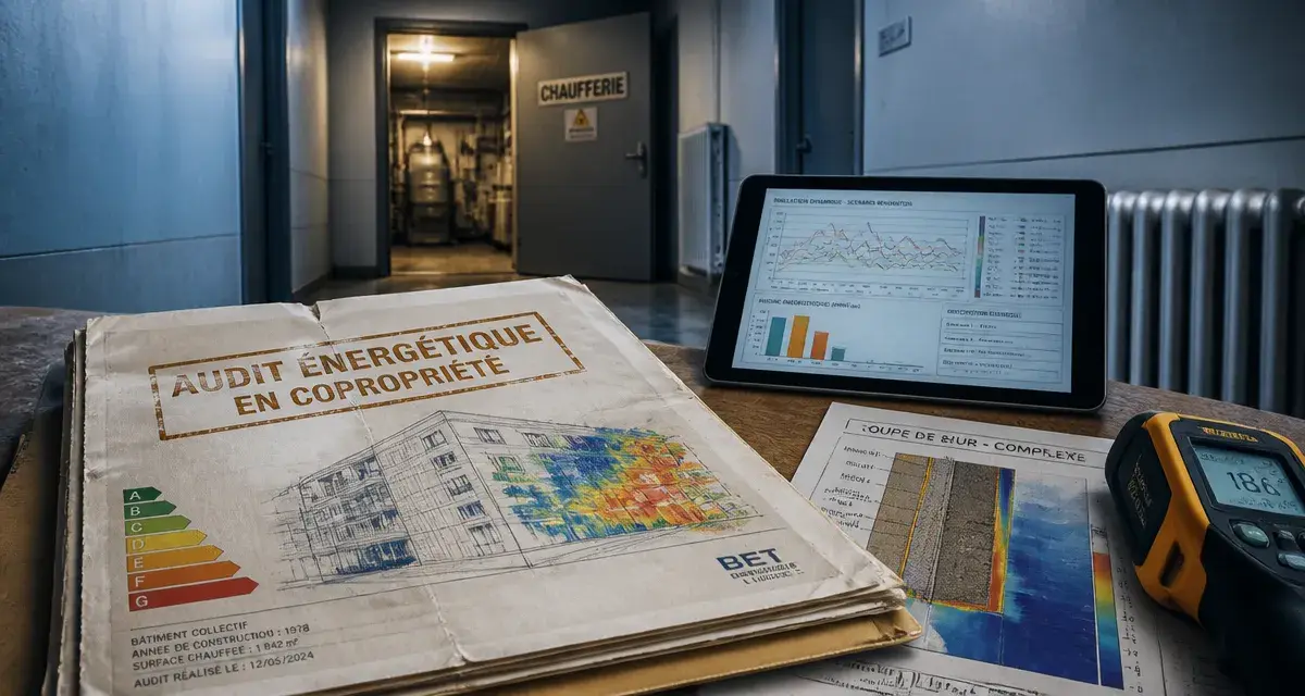 Audit energetique copropriété sur document, plans thermiques et aides travaux