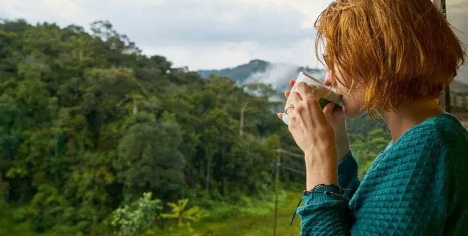 woman drinking coffee