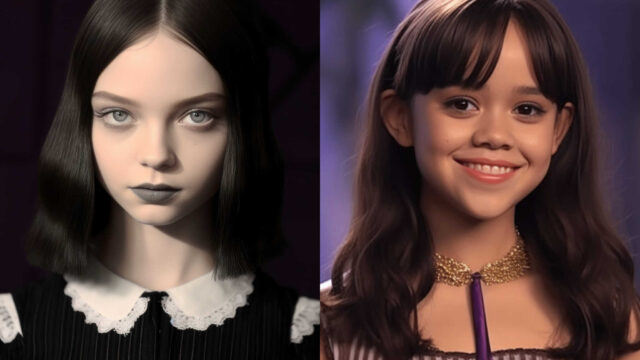 Emma Myers as Wednesday Addams & Jenna Ortega as Enid Sinclair