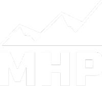 MHP logo with upward trending growth chart symbolizing business success.