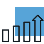 Business growth chart with upward arrow and bar graph for MHP website.