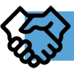 MHP logo featuring a handshake symbol representing partnership and trust.