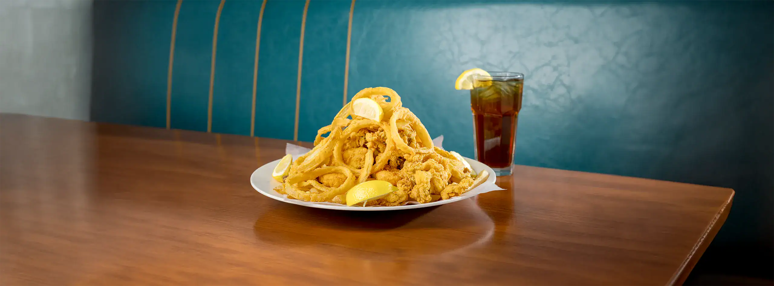 Michael's Harborside Dish including Chicken and Onion Rings