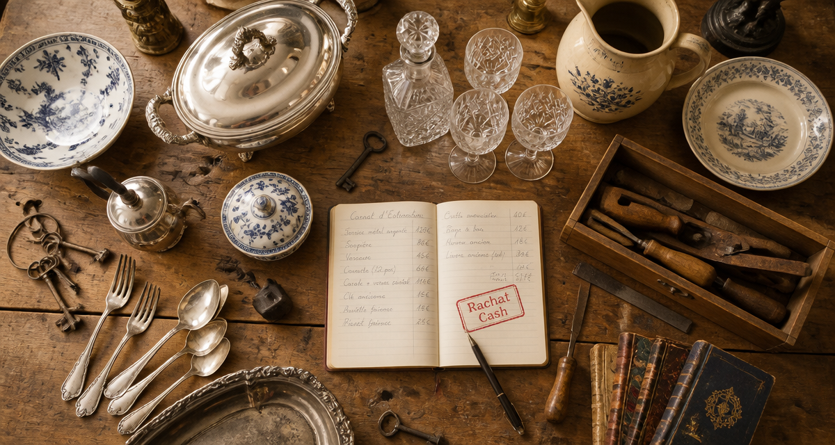 brocanteurs dordogne objets anciens sur table