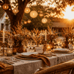 Decos de mariage table champetre bougies lampions