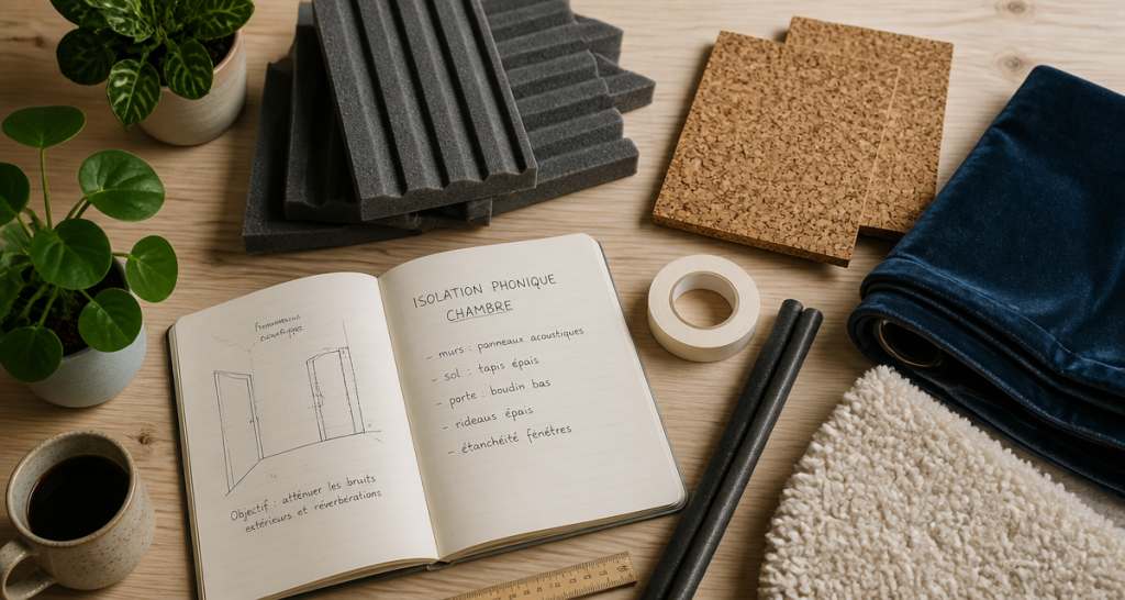 isolation phonique mur chambre sans travaux panneaux mousse liège