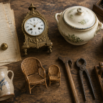 Objets de valeur brocanteur 71 sur table