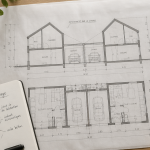 plan maison mitoyenne par le garage sur bureau d’architecte