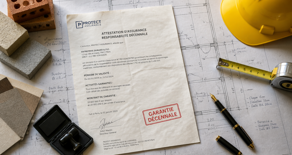 travauxnow garantie décennale attestation sur bureau architecte