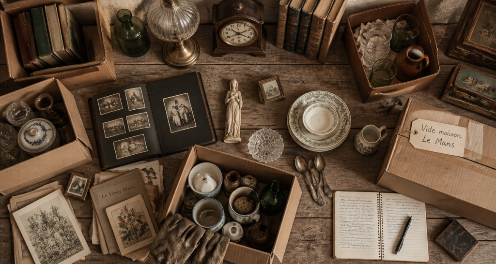 vide maison le mans cartons objets anciens