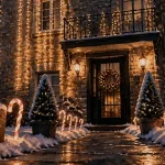 Decoration noel exterieur : allée enneigée avec guirlandes LED