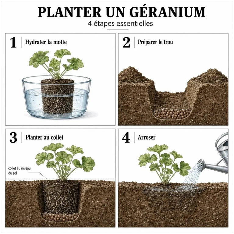 Étapes de plantation d'un géranium : guide visuel pour réussir quand planter ses géraniums