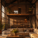 hangar aménagé en maison avec grandes baies vitrées