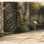 Idee pour cacher un mur exterieur : plantes grimpantes et panneau décoratif sur mur extérieur