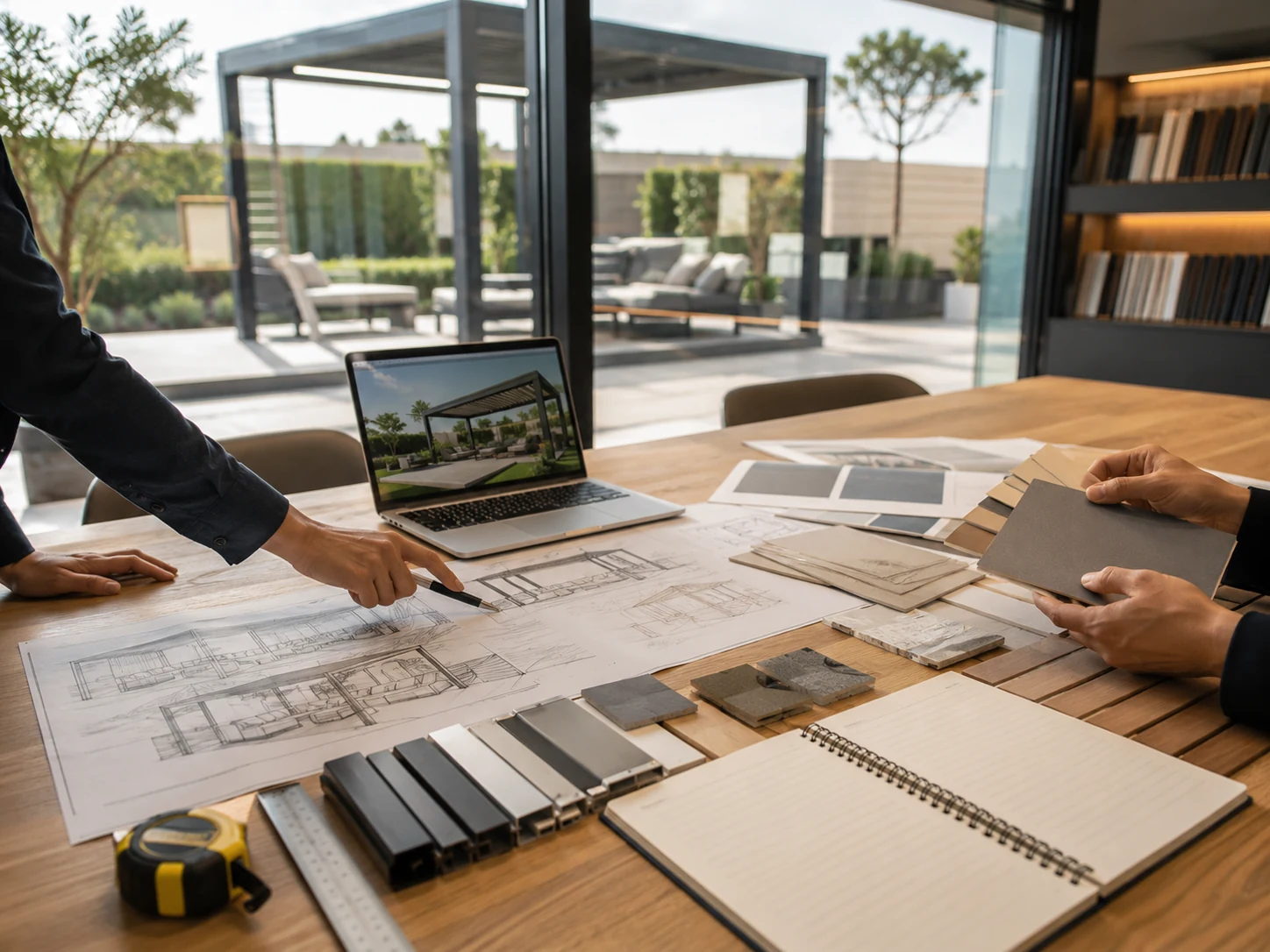 Project planning table for outdoor pergola and furniture solutions