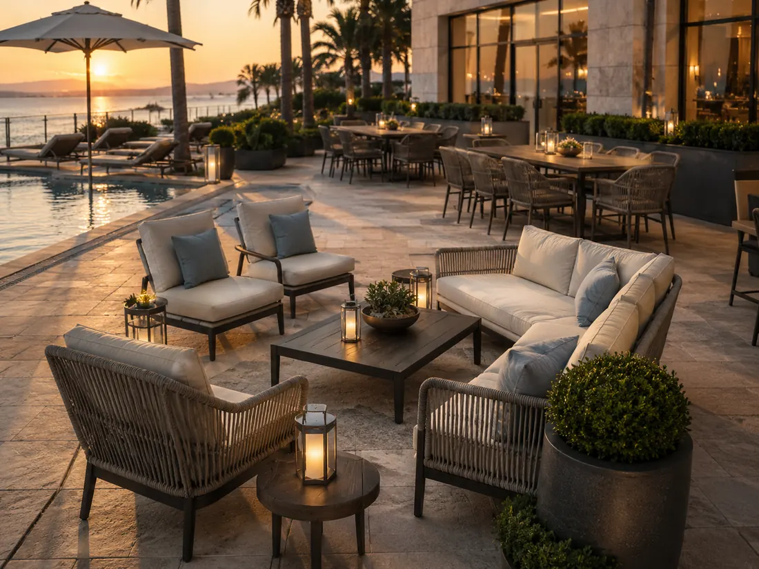 Olefin outdoor fabric for cushions and sofas