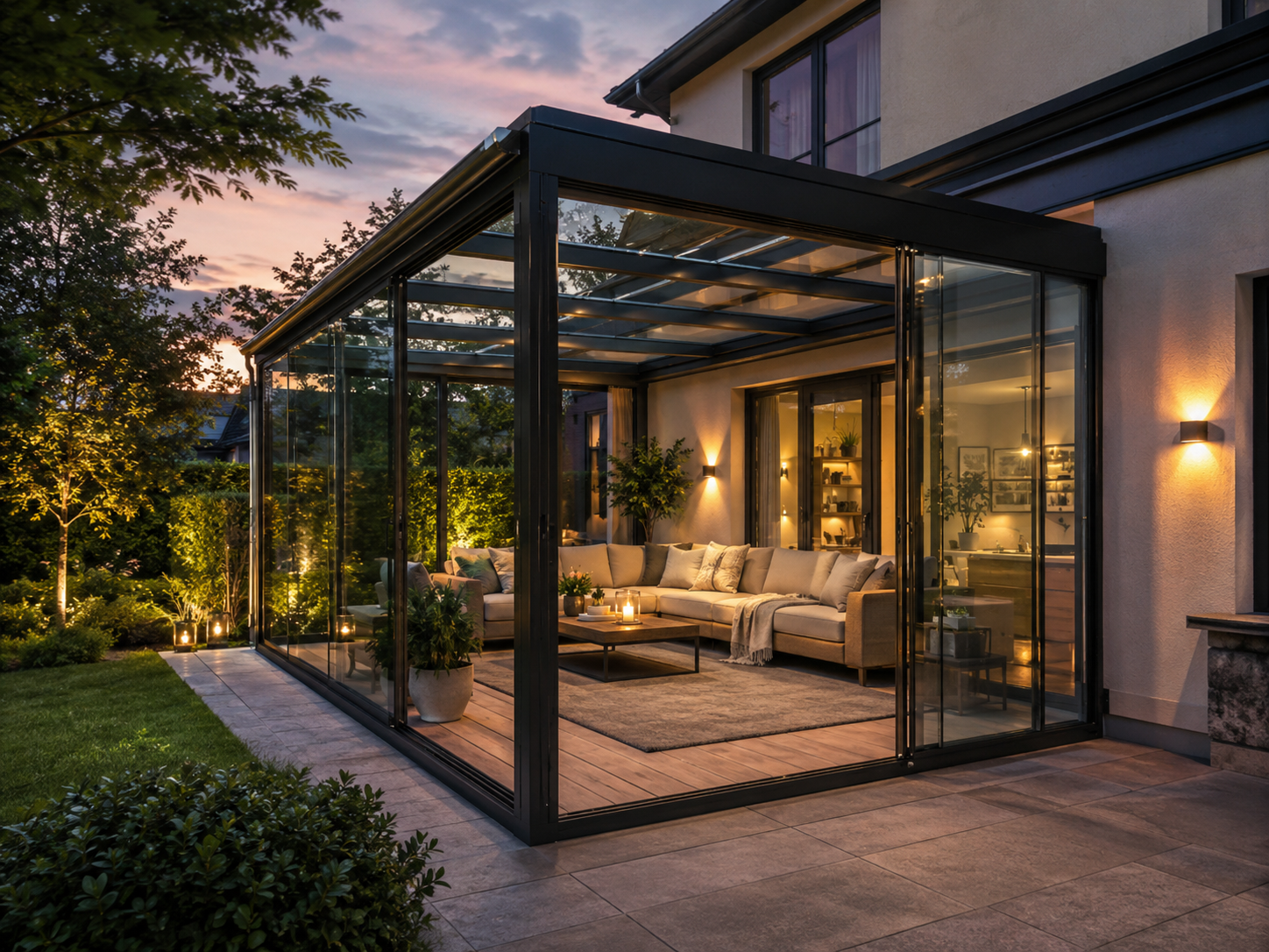 glass pergola villa patio sliding doors modern outdoor living