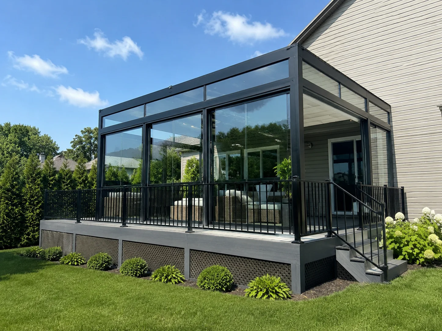 Exterior Enclosure Layout for aluminum glass pergola projects