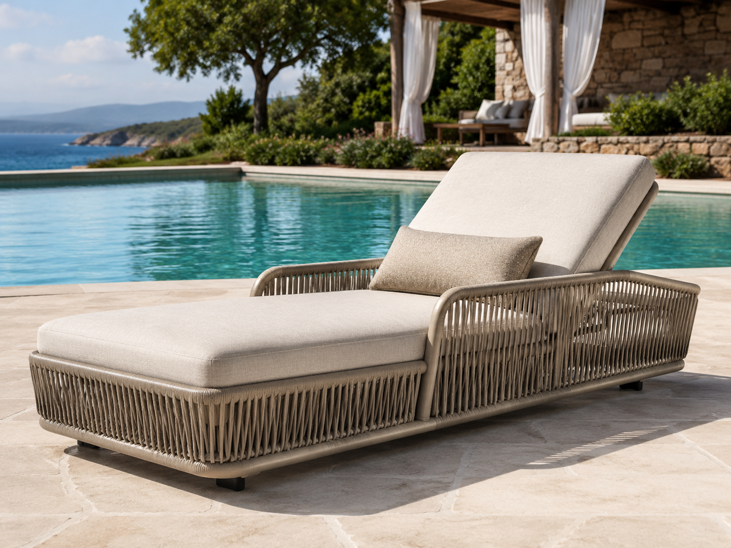 Rope sun loungers for hospitality outdoor furniture projects