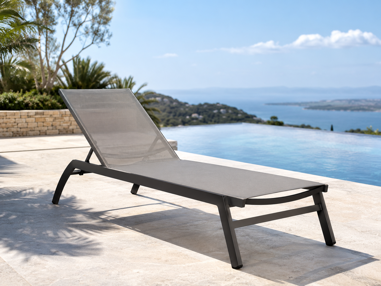 Textilene mesh sling commercial sun loungers
