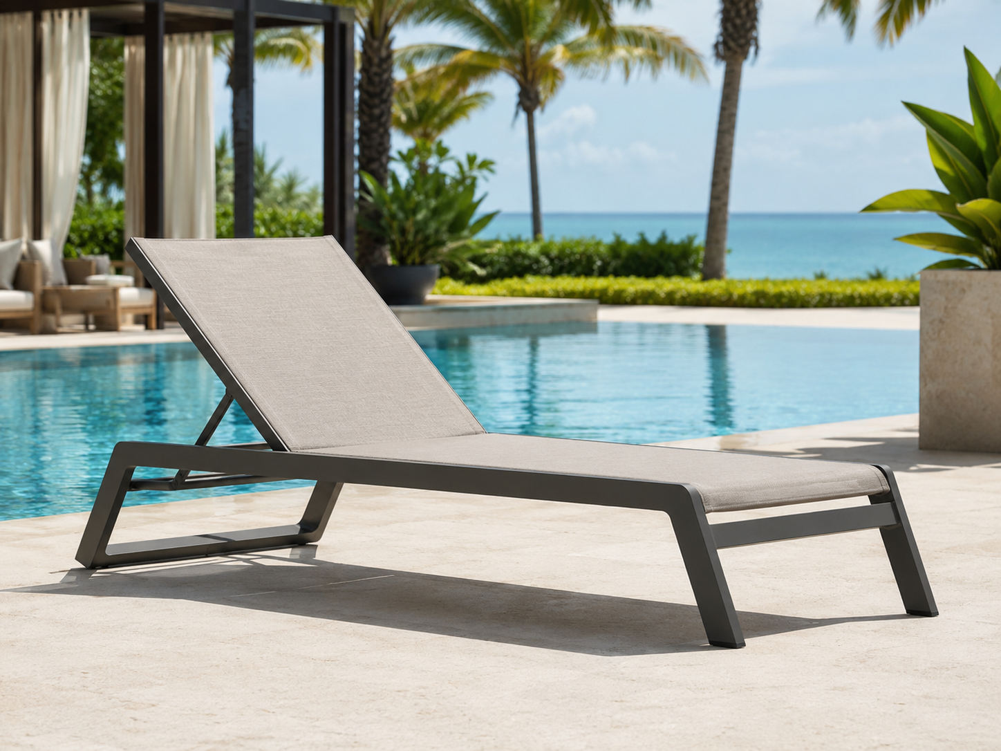 Aluminum frame resort pool furniture manufacturer sun loungers