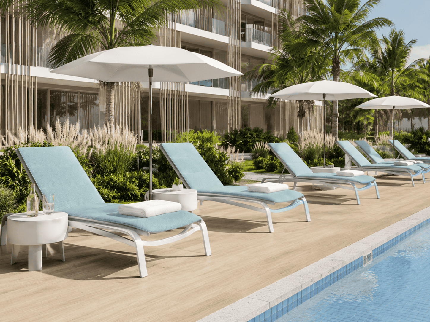 Textilene chaise lounge for resort terraces
