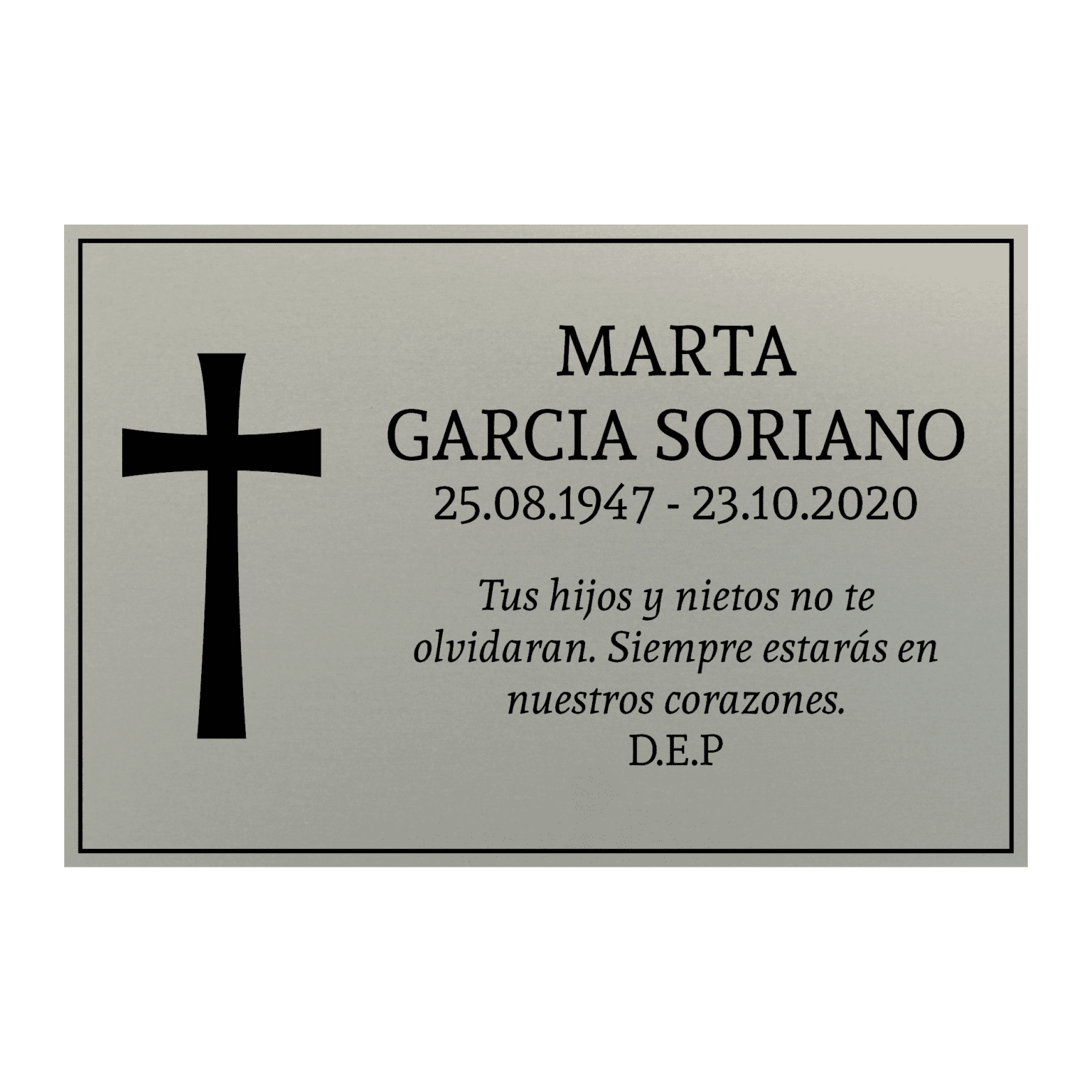 Placa funeraria CRUZ aluminio