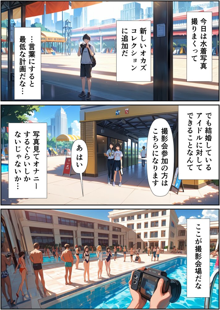 水着撮影会で1ファンの俺が元アイドル人妻たちに選ばれてしまった話