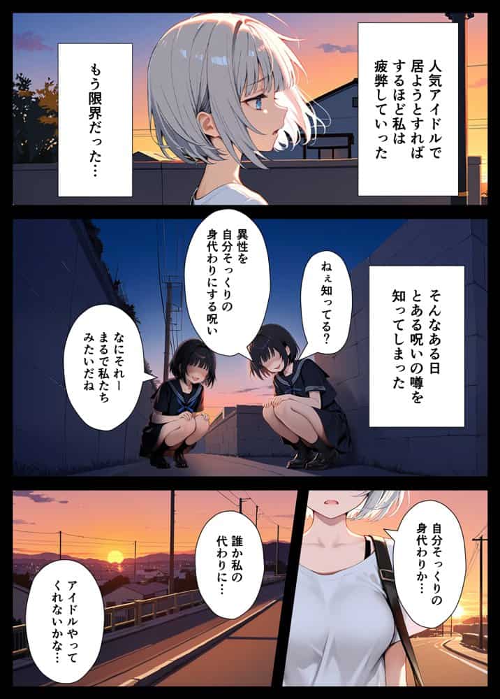 陰キャでドルオタな俺が人気アイドルそっくりに女体化して本人と3 Pすることになった