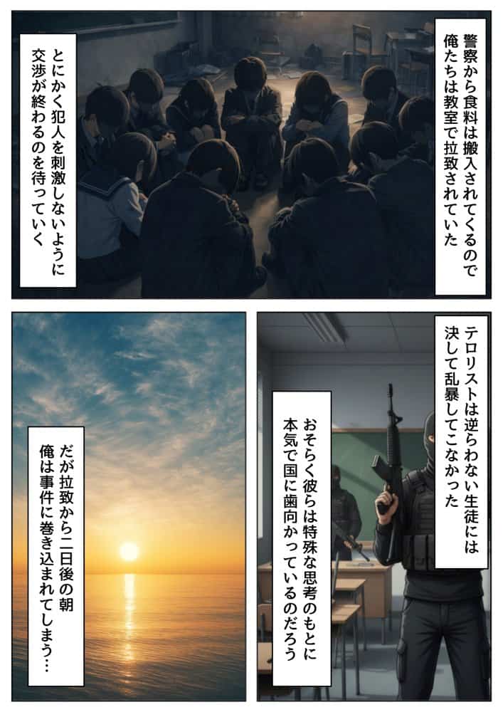 学校占拠したテロリストに、俺は片思い女子と、無理やりセックスさせられる
