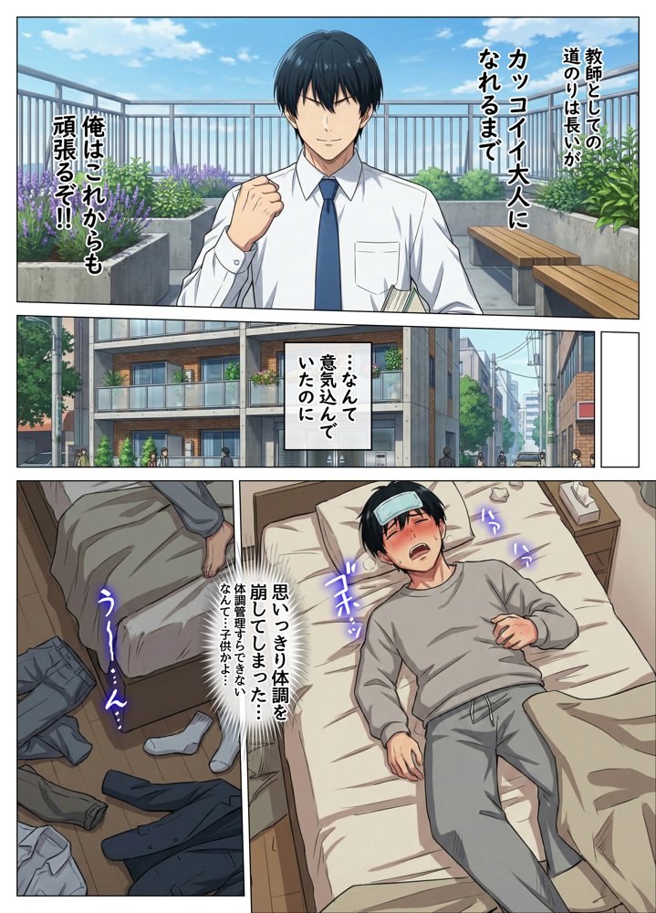 風邪で寝込んだら生意気な教え子が押しかけてきて、俺が寝ている間にこっそり筆下ろしされていた件 hitomiエロ漫画raw(同人誌)無料サンプル画像006