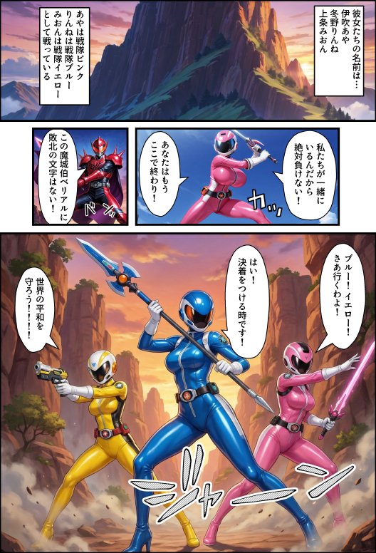 悪堕ち戦隊ヒロインたちの寝取り中出し搾精〜ピンク・ブルー・イエローがカップルを潰す〜 hitomiエロ漫画raw(同人誌)無料サンプル画像001