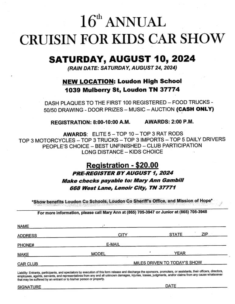 Cruisin for Kids flyer