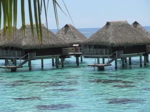 water bungalows in bora bora