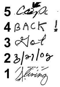 Michelle Dresbold handwriting examples